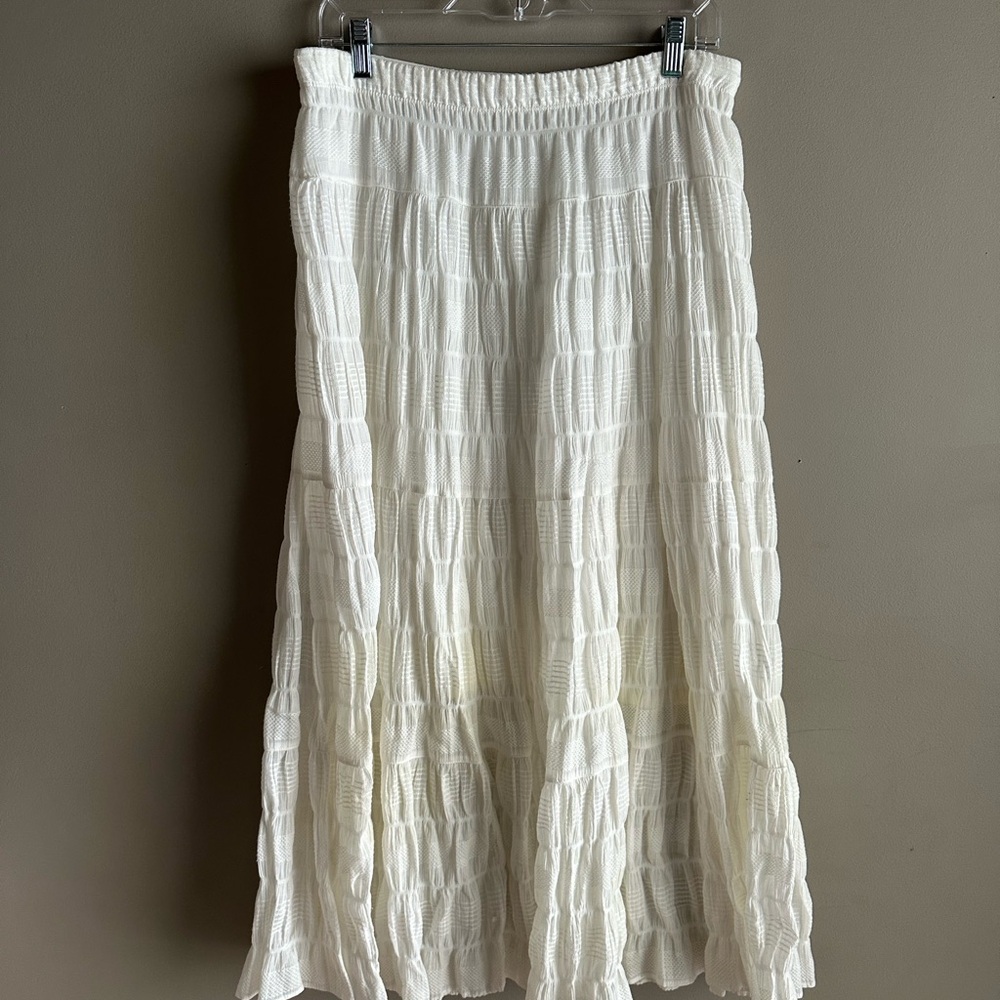 Max Studio White Tiered Maxi Skirt